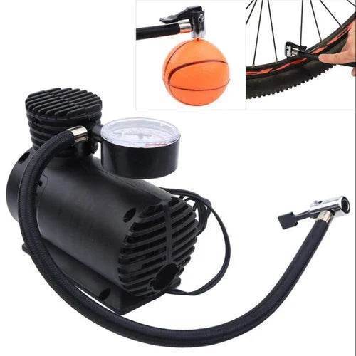 12 Volt Mini Air Compressor Pump for Car & Motor Bike (Black) - ZEDIF