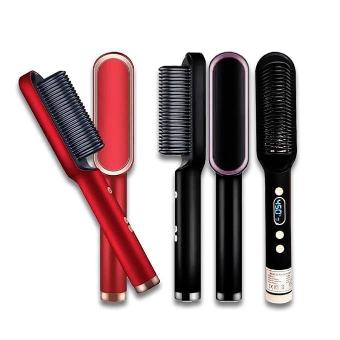 3-in-1 Hair Styler Comb – Electric Hair Styling Tool for Curling, Straightening & Drying (Multicolour)