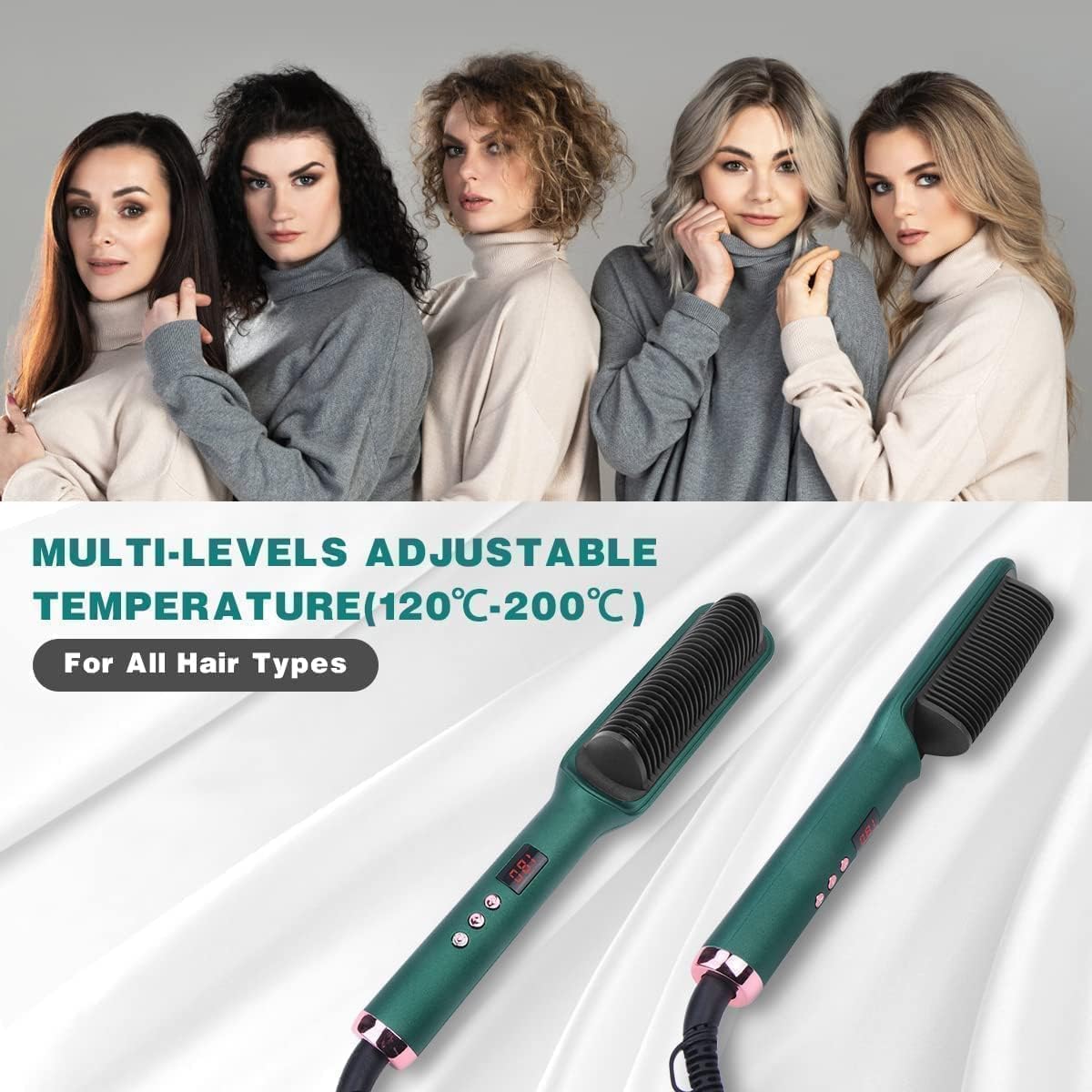 3-in-1 Hair Styler Comb – Electric Hair Styling Tool for Curling, Straightening & Drying (Multicolour)