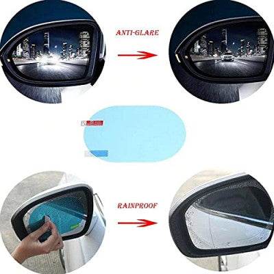 Anti-Fog Rainproof Film for Car Mirrors (Oval, 2 Pcs, 14x10cm) - ZEDIF