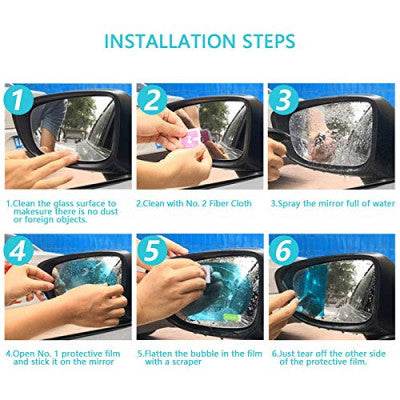 Anti-Fog Rainproof Film for Car Mirrors (Oval, 2 Pcs, 14x10cm) - ZEDIF