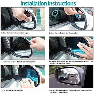 Anti-Fog Rainproof Film for Car Mirrors (Oval, 2 Pcs, 14x10cm) - ZEDIF