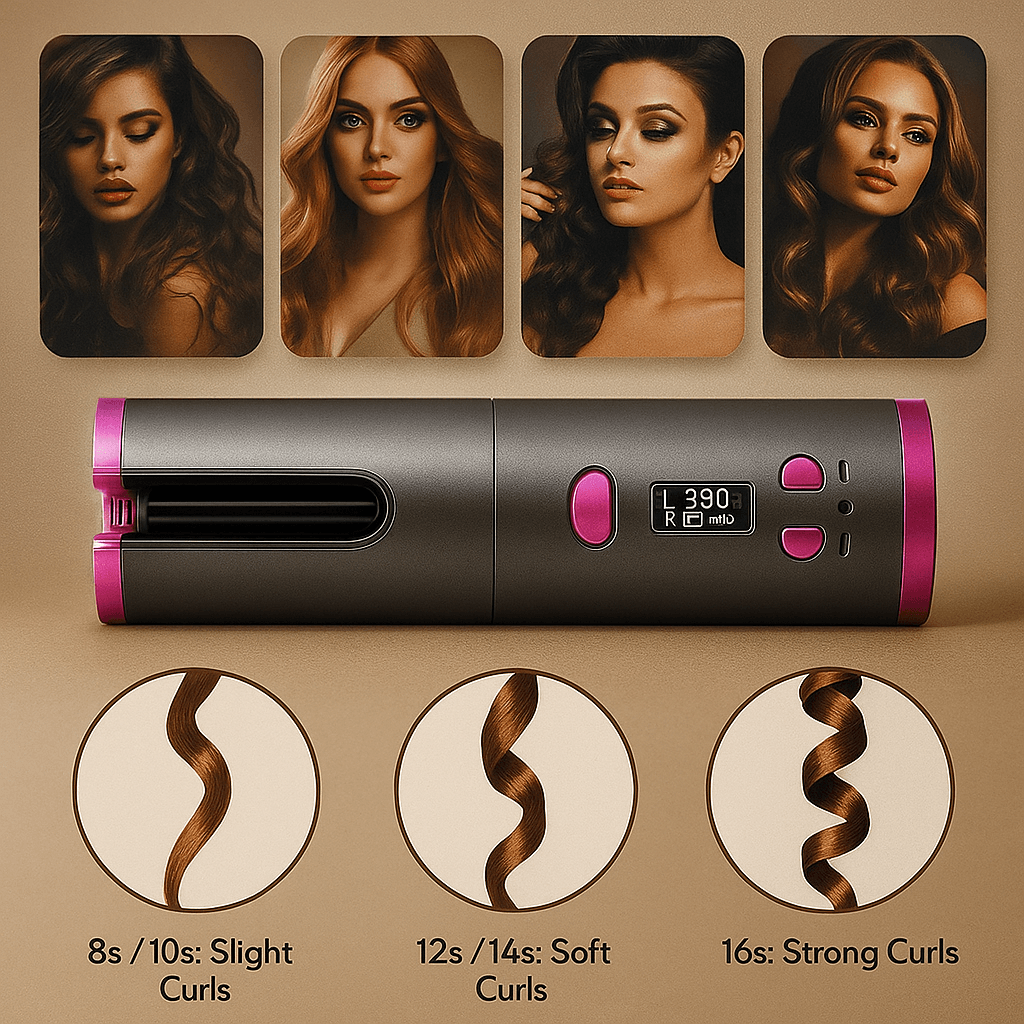Cordless Automatic Hair Curler (Ceramic, USB Rechargeable) - ZEDIF
