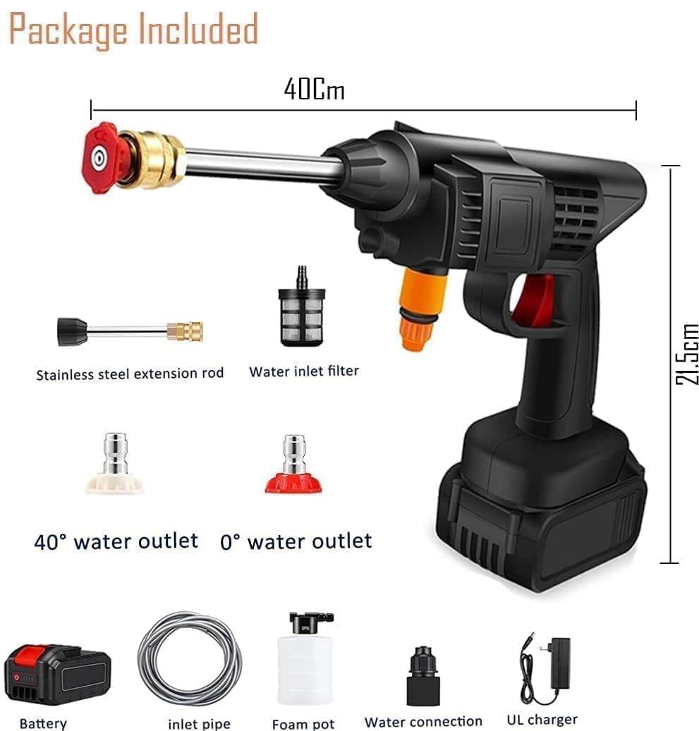 Double Battery Cordless Portable Wireless Pressure Washer Gun - ZEDIF