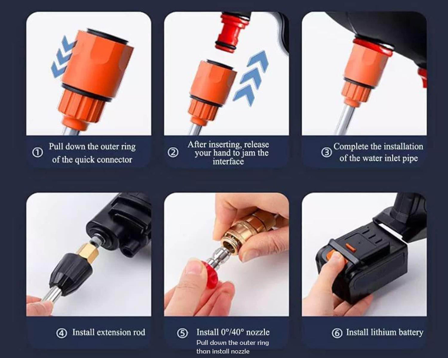 Double Battery Cordless Portable Wireless Pressure Washer Gun - ZEDIF