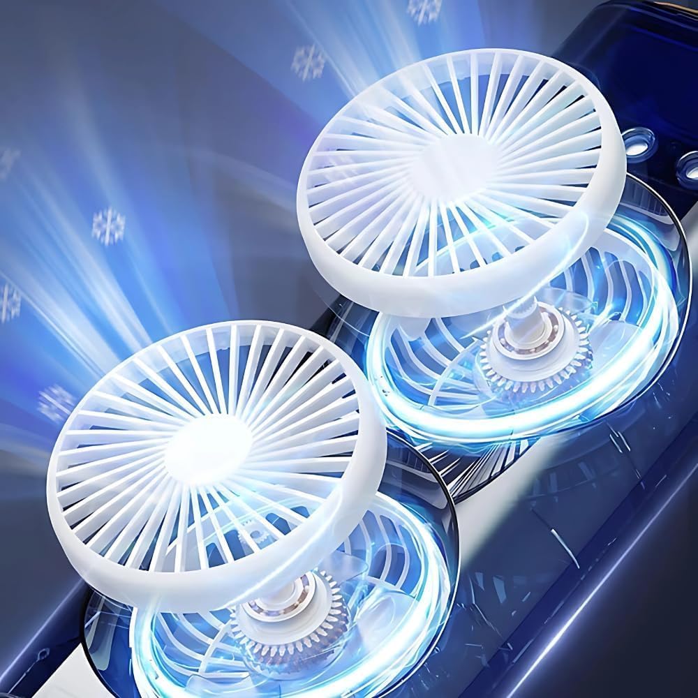 Double Ended Mist Spray Fan (USB Rechargeable, 280ml Water, 7-Color LED, Remote)