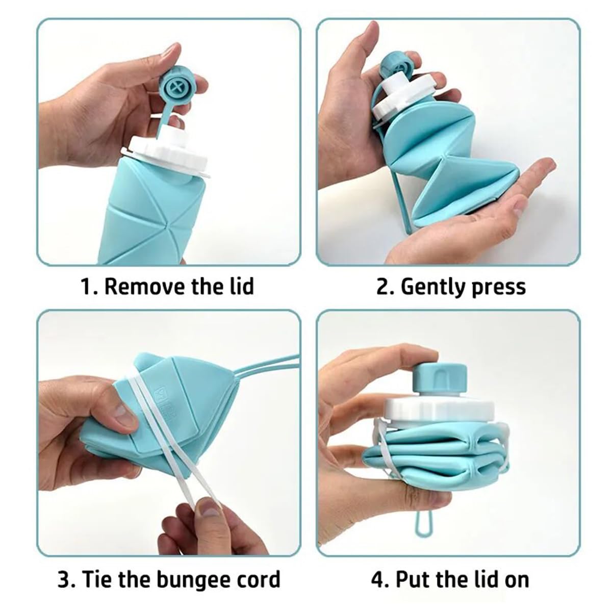 Folding Silicone Water Bottle (600ml, Collapsible, Multi-Colour)