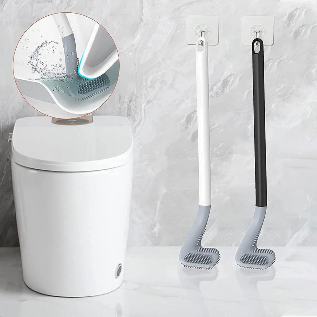 Golf Shape L-Shape Toilet Brush Cleaner (Silicone, Anti-Rust)