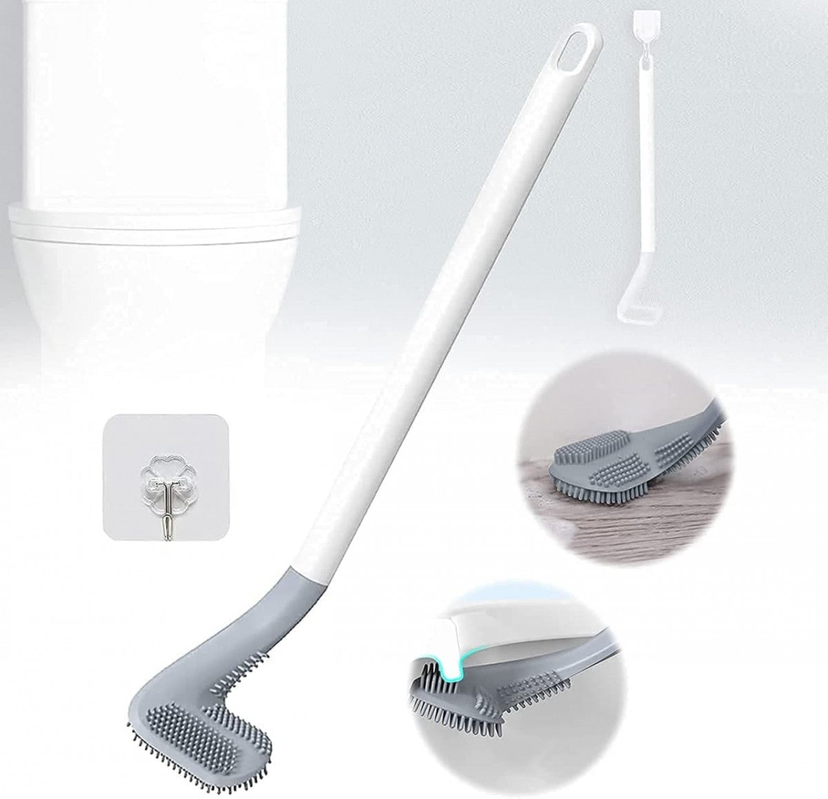 Golf Shape L-Shape Toilet Brush Cleaner (Silicone, Anti-Rust)