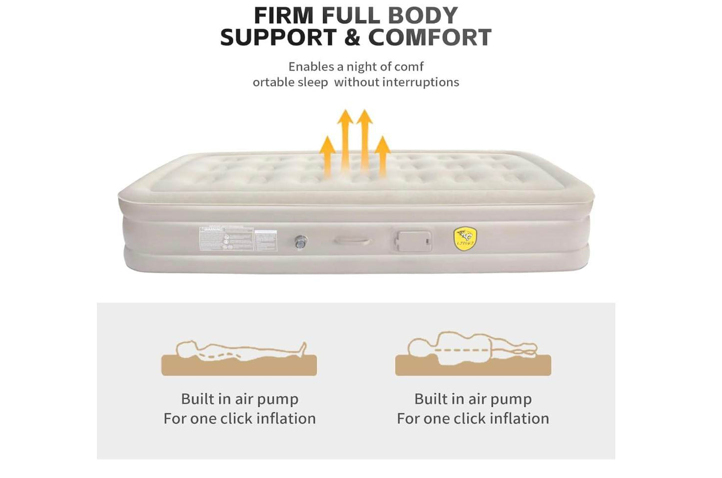Single Air Bed, Inflatable Bed with Built-in Electric Pump (190x100x40 cm) - ZEDIF