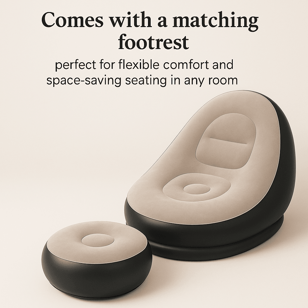 Inflatable Lounge Chair with Footrest (Foldable PVC Air Sofa, 1 Seater) - ZEDIF
