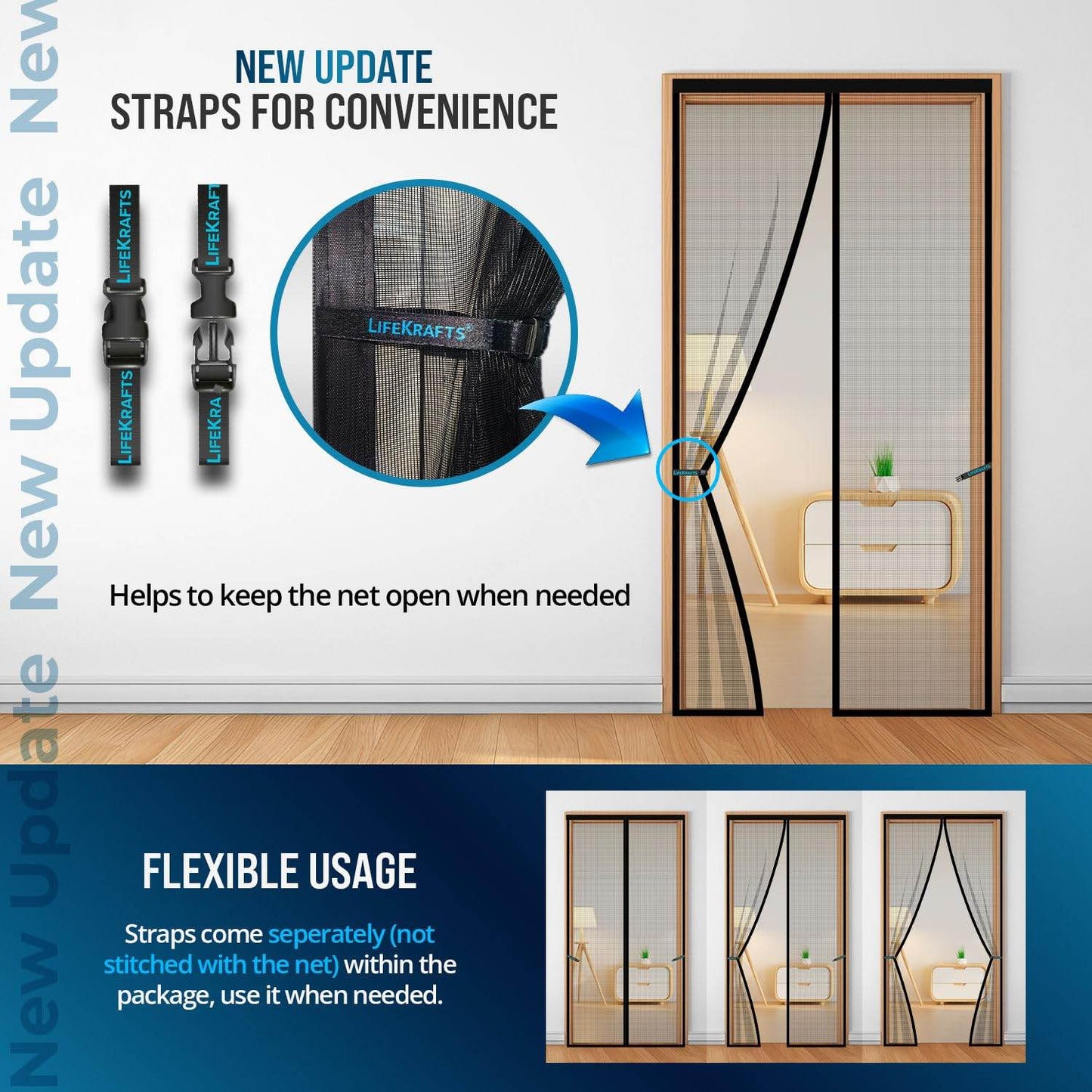 Polyester Magnetic Mosquito Net for Door - ZEDIF