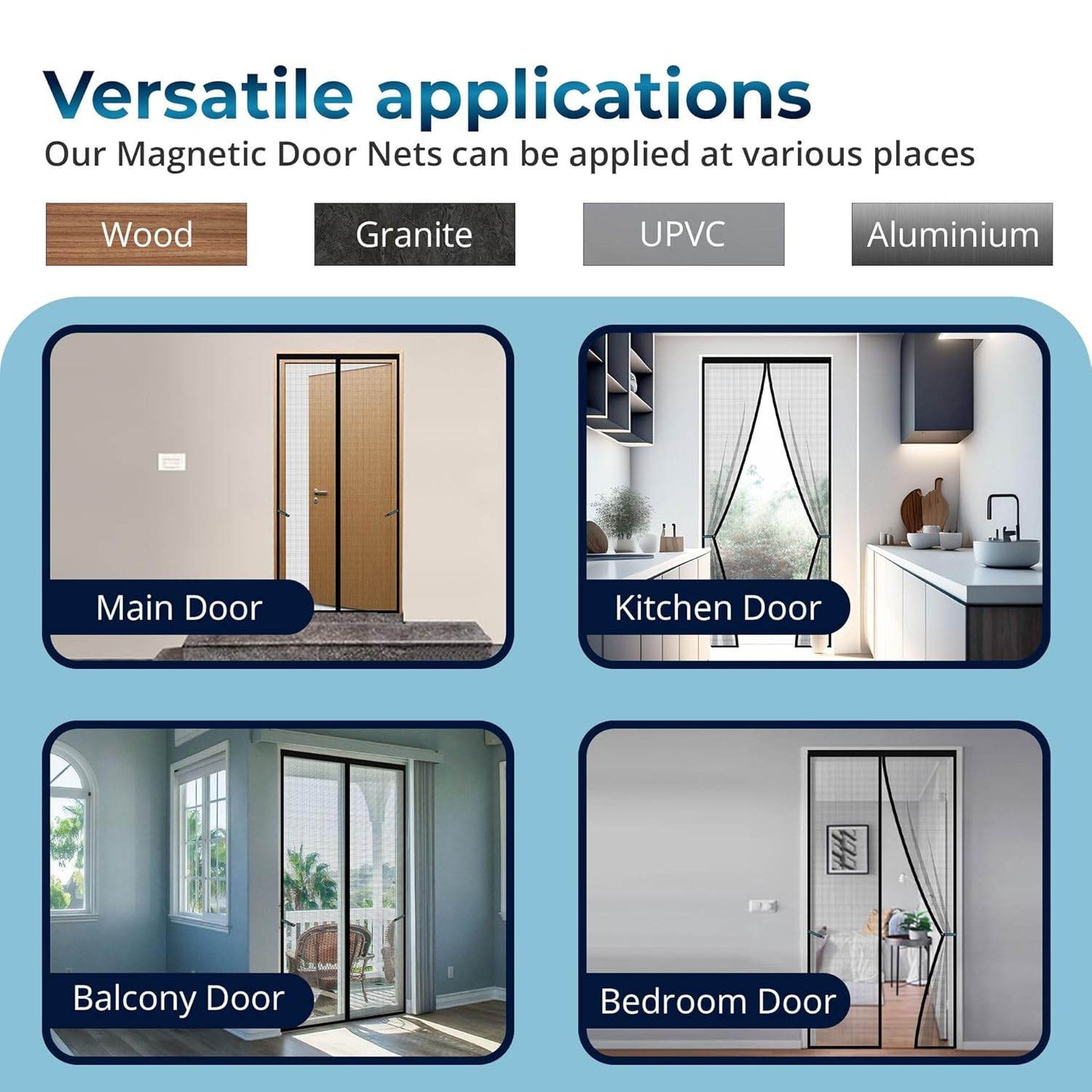 Polyester Magnetic Mosquito Net for Door - ZEDIF