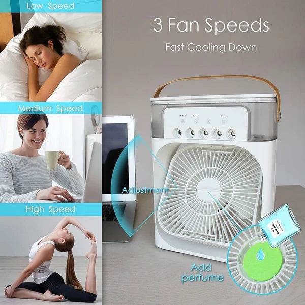 Portable Air Cooler Fan with 7-Color Light - ZEDIF