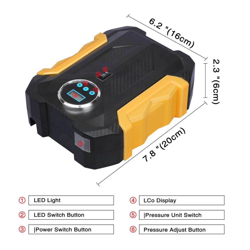 Portable Electric Car Air Compressor Pump for Car and Bike Tyre - ZEDIF