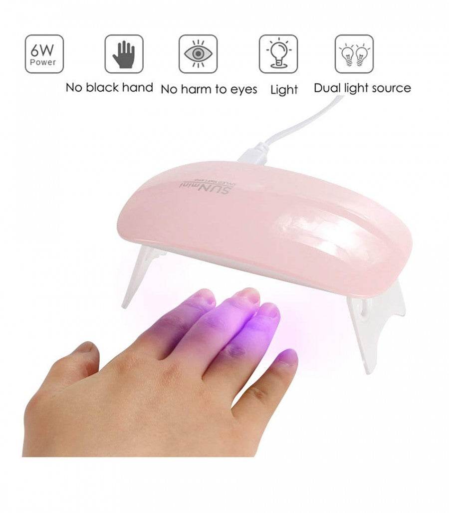 Portable UV/LED Nail Dryer Lamp (Dual Wavelength, USB, Timing Function) - ZEDIF