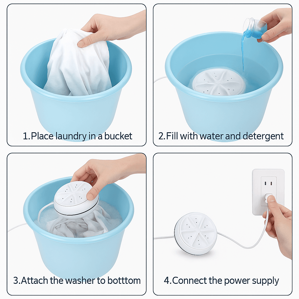 Ultrasonic Turbine Washing Machine (Portable, Automatic Shutdown) - ZEDIF