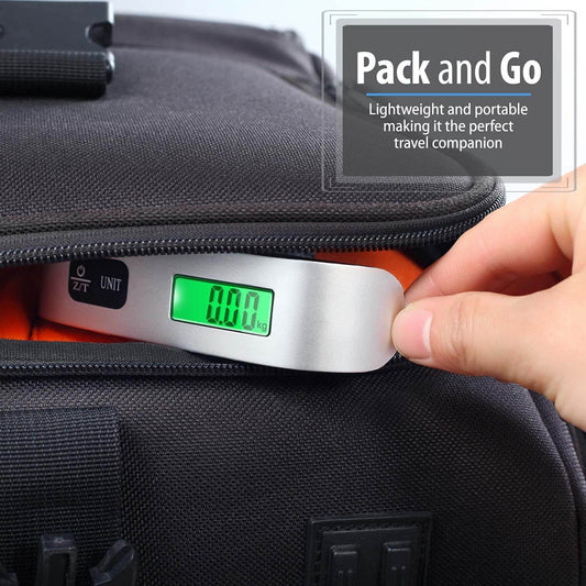 Metal Luggage Weight Scale (50kg LCD Digital, Stainless Steel) - ZEDIF