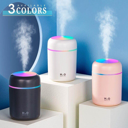 Ultrasonic H2O Humidifier & Aroma Diffuser (USB, LED, Aroma-Compatible) - ZEDIF
