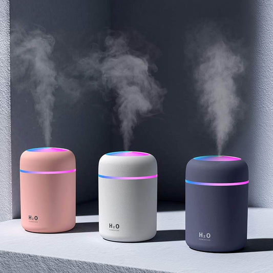 Ultrasonic H2O Humidifier & Aroma Diffuser (USB, LED, Aroma-Compatible) - ZEDIF