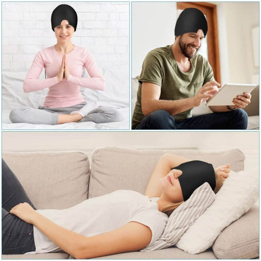 Headache Migraine Relief Cap 360° (Gel Head & Eye Wrap, Hot/Cold Therapy) - ZEDIF