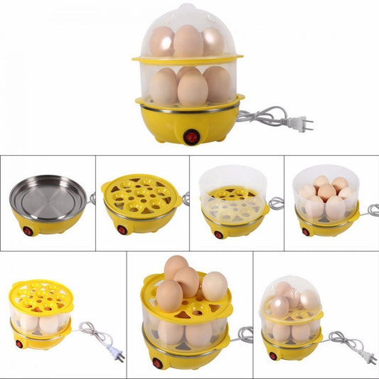 Double Layer Egg Boiler (14 Eggs, Food Grade, Stainless Steel Plate, Multicolour)
