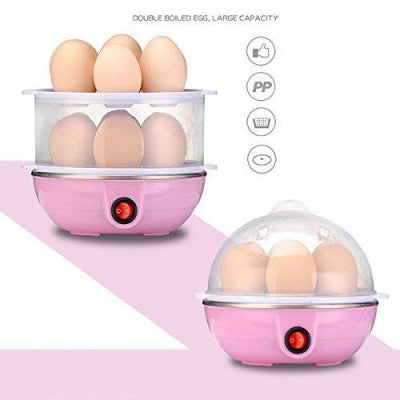 Double Layer Egg Boiler (14 Eggs, Food Grade, Stainless Steel Plate, Multicolour)