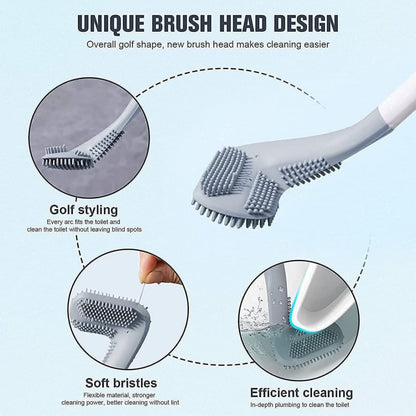Golf Shape L-Shape Toilet Brush Cleaner (Silicone, Anti-Rust)