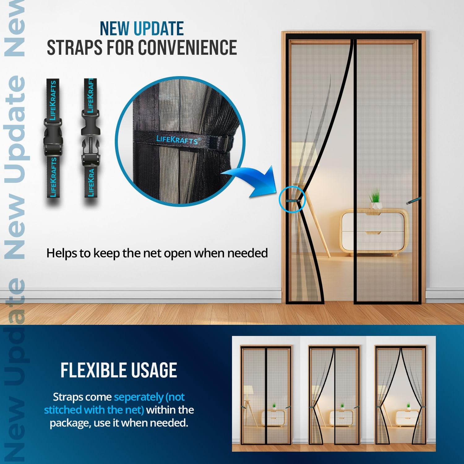 Polyester Magnetic Mosquito Net for Door - ZEDIF