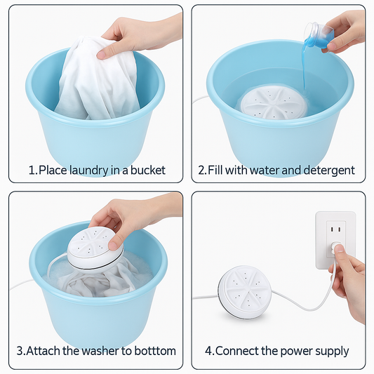 Ultrasonic Turbine Washing Machine (Portable, Automatic Shutdown)
