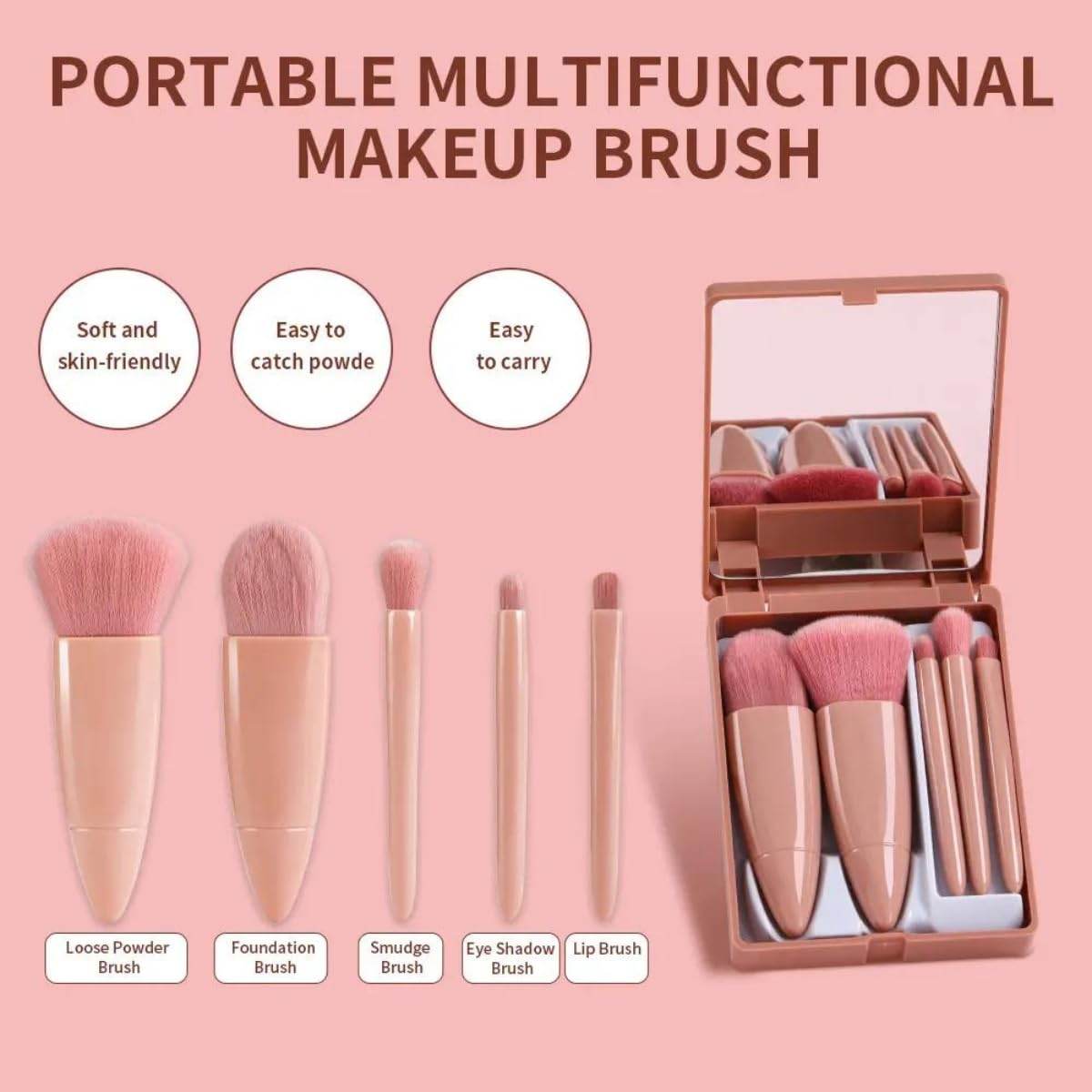 Makeup Brush Set With Mirror Case - ZEDIF