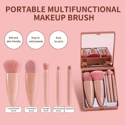 Makeup Brush Set With Mirror Case - ZEDIF