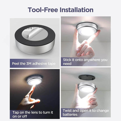 3-LED Touch Stick-On Cordless Light (Battery Powered) - ZEDIF