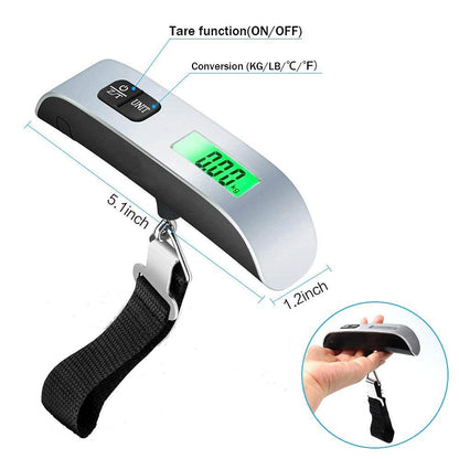 Metal Luggage Weight Scale (50kg LCD Digital, Stainless Steel) - ZEDIF