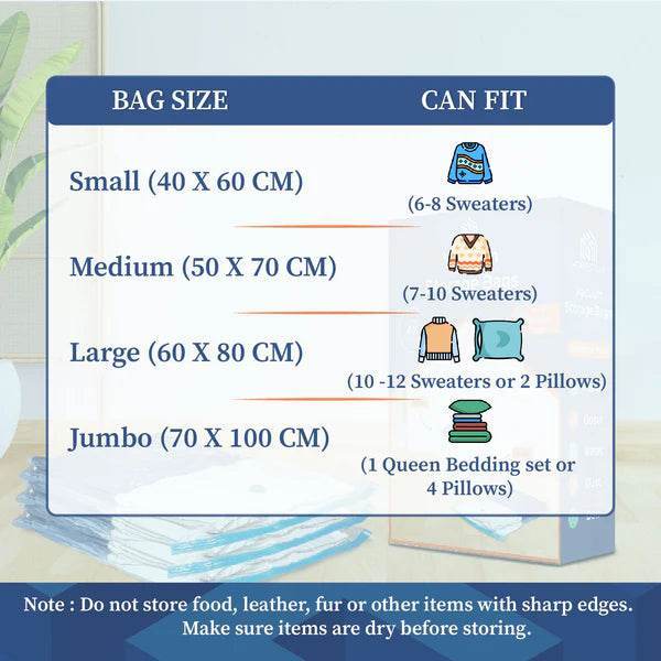 Big Vacuum Storage Bag with Pump – 5 Bags + 1 Pump - ZEDIF