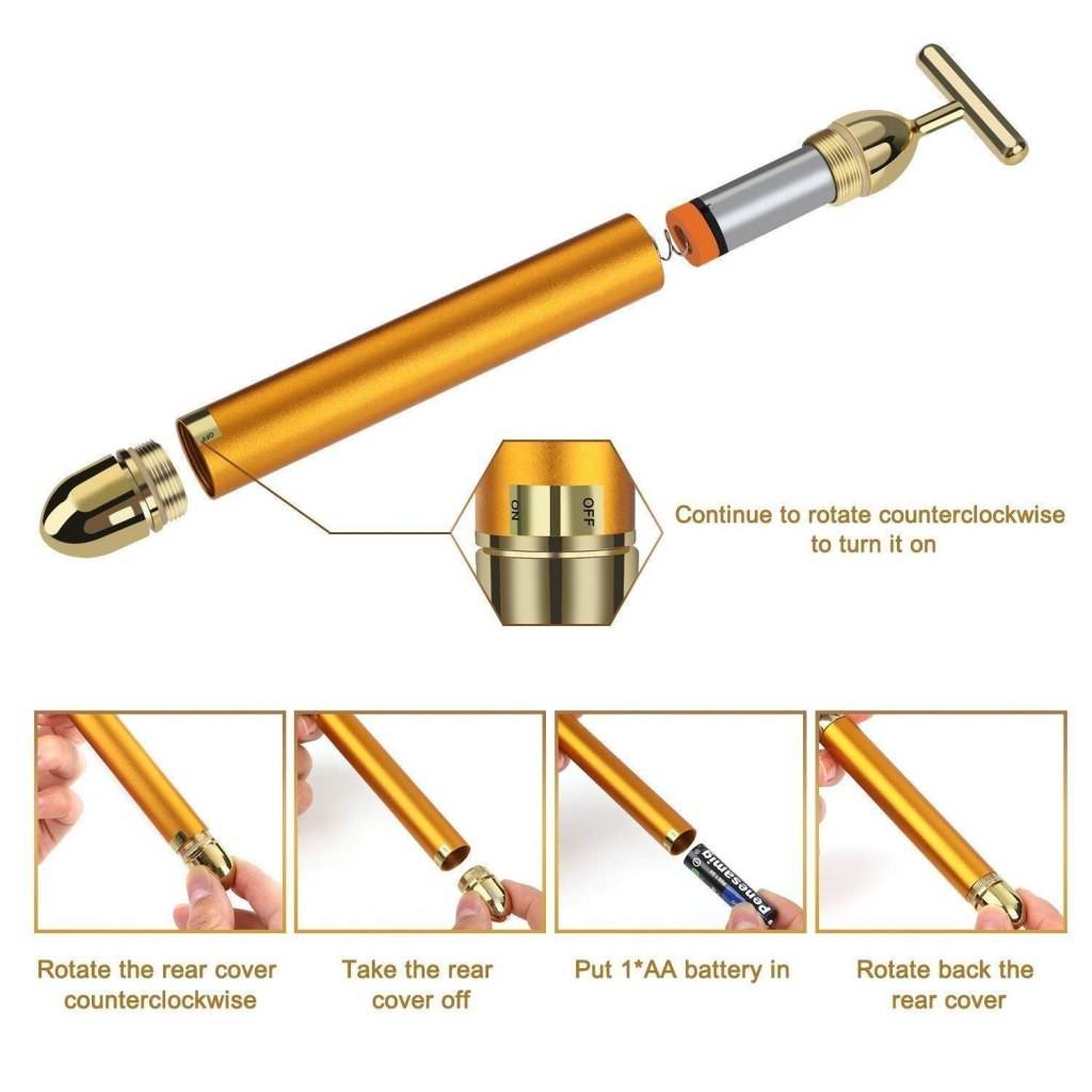 Energy Beauty Bar - 24K Gold T-Shaped Facial Massager - ZEDIF