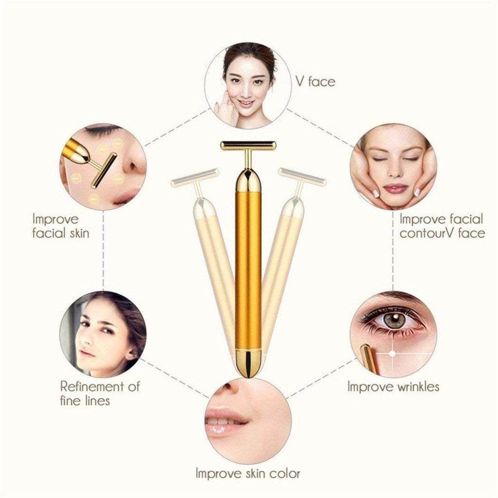 Energy Beauty Bar - 24K Gold T-Shaped Facial Massager - ZEDIF