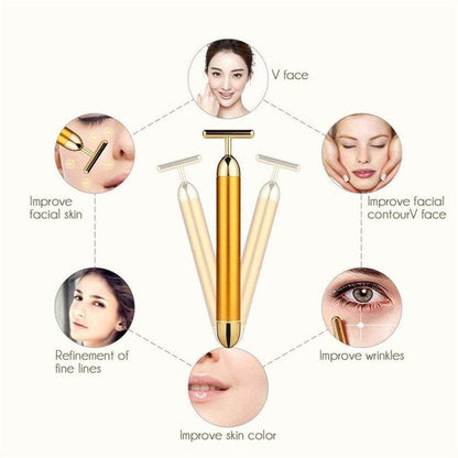 Energy Beauty Bar - 24K Gold T-Shaped Facial Massager - ZEDIF