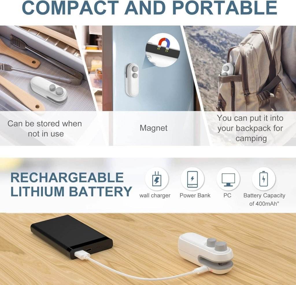 2-in-1 USB Rechargeable Mini Bag Sealer Machine - ZEDIF