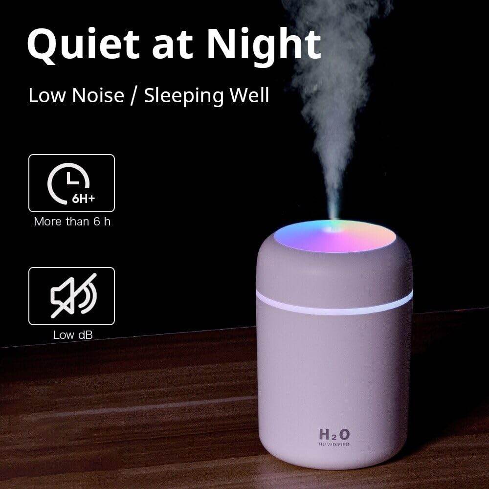Ultrasonic H2O Humidifier & Aroma Diffuser (USB, LED, Aroma-Compatible) - ZEDIF