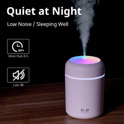 Ultrasonic H2O Humidifier & Aroma Diffuser (USB, LED, Aroma-Compatible) - ZEDIF