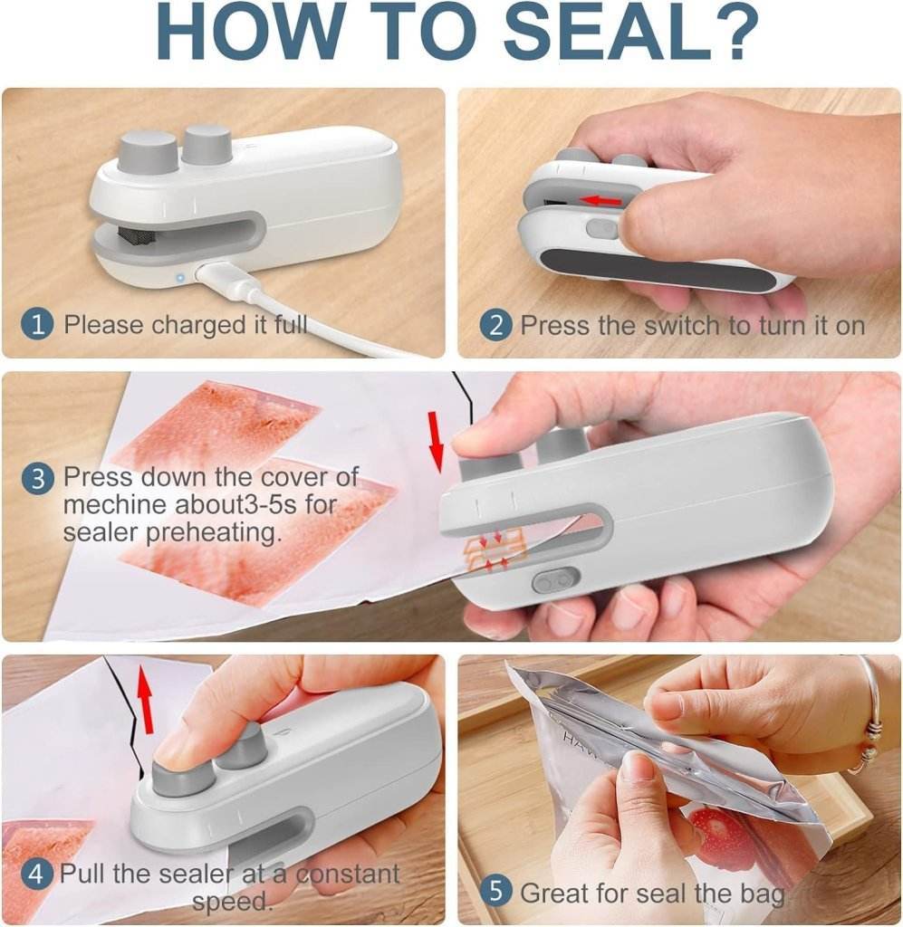 2-in-1 USB Rechargeable Mini Bag Sealer Machine - ZEDIF