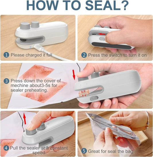 2-in-1 USB Rechargeable Mini Bag Sealer Machine - ZEDIF