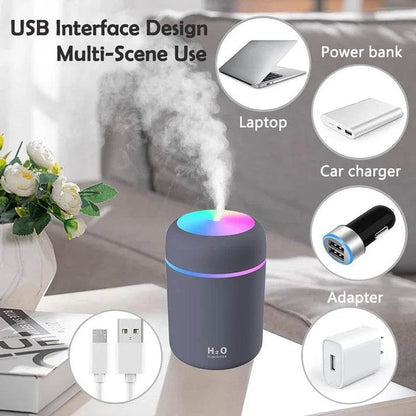 Ultrasonic H2O Humidifier & Aroma Diffuser (USB, LED, Aroma-Compatible) - ZEDIF