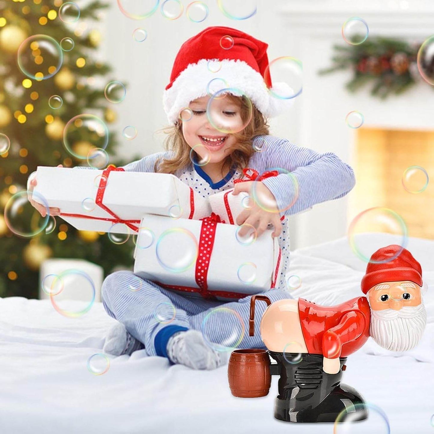 Bubble Blowing Santa Flashing Lights and Music - ZEDIF